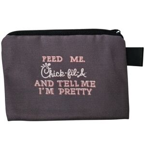 Chick-fil-A Funny Zipper Pouch Coin Purse - NWT Gray Black